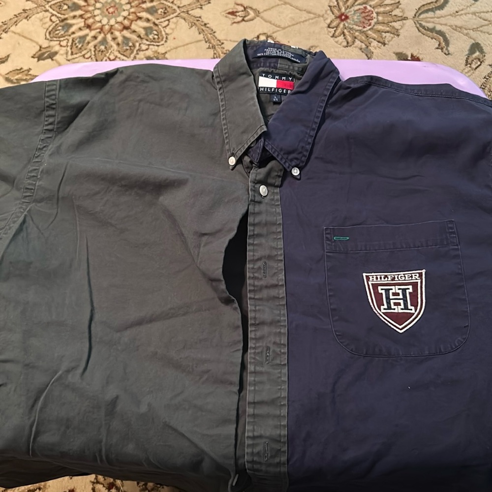 Tommy Hilfiger L color block long sleeve button up shirt
